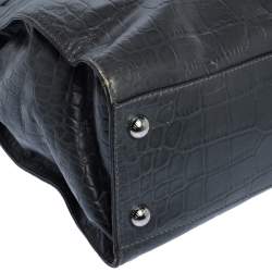 مملوكة مسبقًا Michael Michael Kors Grey Croc Embossed Leather Large Hamilton North South Tote