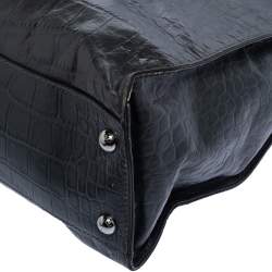 مملوكة مسبقًا Michael Michael Kors Grey Croc Embossed Leather Large Hamilton North South Tote