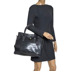 مملوكة مسبقًا Michael Michael Kors Grey Croc Embossed Leather Large Hamilton North South Tote
