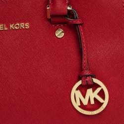 Pre Owned Michael Michael Kors Red Leather Sutton Tote
