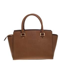 Pre Owned MICHAEL Michael Kors Brown Leather Medium Selma Satchel