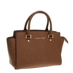 Pre Owned MICHAEL Michael Kors Brown Leather Medium Selma Satchel