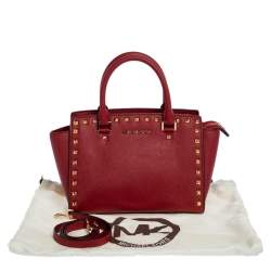 Pre Owned MICHAEL Michael Kors Red Leather Medium Selma Satchel