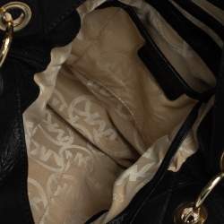 Pre Owned Michael Michael Kors Black Leather Studded Uptown Astor Hobo