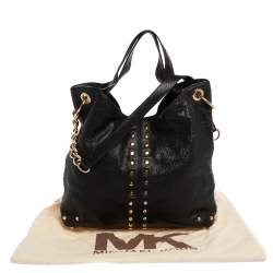 Pre Owned Michael Michael Kors Black Leather Studded Uptown Astor Hobo