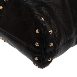 Pre Owned Michael Michael Kors Black Leather Studded Uptown Astor Hobo