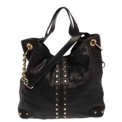 Pre Owned Michael Michael Kors Black Leather Studded Uptown Astor Hobo