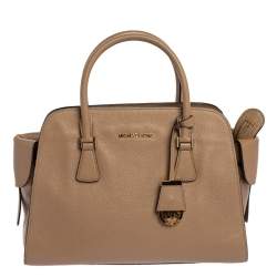 Pre Owned Michael Michael Kors Beige Leather Gia Satchel