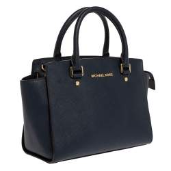 Pre Owned Michael Michael Kors Blue Leather Medium Selma Satchel