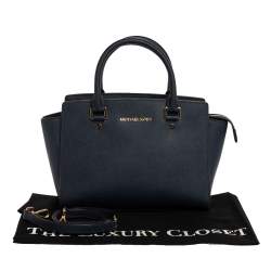 Pre Owned Michael Michael Kors Blue Leather Medium Selma Satchel