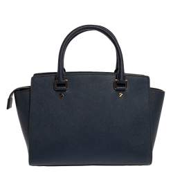 Pre Owned Michael Michael Kors Blue Leather Medium Selma Satchel