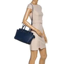 Pre Owned Michael Michael Kors Blue Leather Medium Selma Satchel