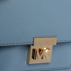 Pre Owned Michael Michael Kors Sky Blue Leather Mini Mindy Top Handle Bag