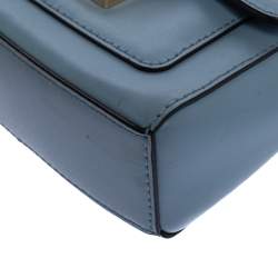 Pre Owned Michael Michael Kors Sky Blue Leather Mini Mindy Top Handle Bag