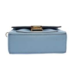 Pre Owned Michael Michael Kors Sky Blue Leather Mini Mindy Top Handle Bag