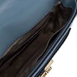 Pre Owned Michael Michael Kors Sky Blue Leather Mini Mindy Top Handle Bag