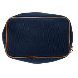 Pre Owned Michael Michael Kors Navy Blue/Brown Canvas and Leather Marina Drawstring Bucket Bag