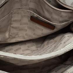 Pre Owned حقيبة يد مايك مايكل كورس "إيست وست هاميلتون" جلد و كانفاس مبطن بني و كريمي