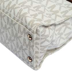 Pre Owned حقيبة يد مايك مايكل كورس "إيست وست هاميلتون" جلد و كانفاس مبطن بني و كريمي