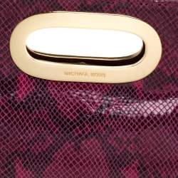 Pre Owned MICHAEL Michael Kors Fuchsia Snakeskin Effect Leather Berkley Clutch