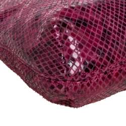 Pre Owned MICHAEL Michael Kors Fuchsia Snakeskin Effect Leather Berkley Clutch