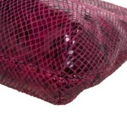 Pre Owned MICHAEL Michael Kors Fuchsia Snakeskin Effect Leather Berkley Clutch
