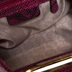 Pre Owned MICHAEL Michael Kors Fuchsia Snakeskin Effect Leather Berkley Clutch
