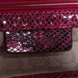Pre Owned MICHAEL Michael Kors Fuchsia Snakeskin Effect Leather Berkley Clutch