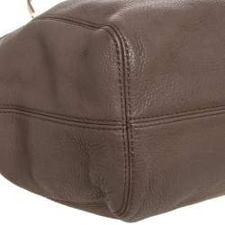 Pre Owned Michael Michael Kors Beige Leather Jet Set Chain Hobo