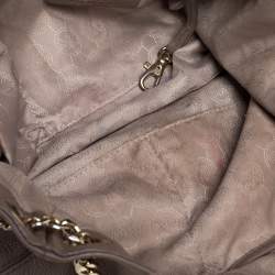 Pre Owned Michael Michael Kors Beige Leather Jet Set Chain Hobo