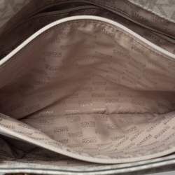 Pre Owned Michael Michael Kors White Signature Coated Canvas Jet Set Pocket Tote