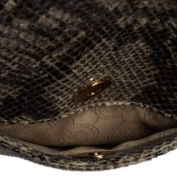 Pre Owned Michael Kors Beige/Black Snakeskin Effect Leather Jet Set Tote