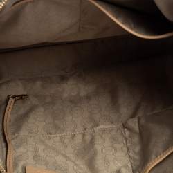 Pre Owned Michael Kors Beige/Black Snakeskin Effect Leather Jet Set Tote