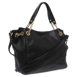 Pre Owned حقيبة كتف مايكل مايكل كورس سلسلة جلد أسود