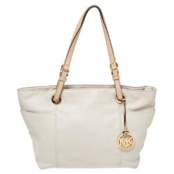 Buy Michael Kors Jet Set Large Logo Top-Zip Tote Bag, Cream Color Women