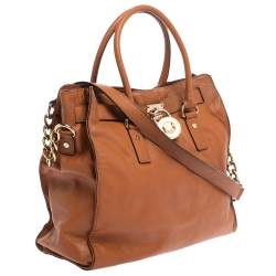 Pre Owned MICHAEL Michael Kors Brown Leather Large Hamilton North South Tote