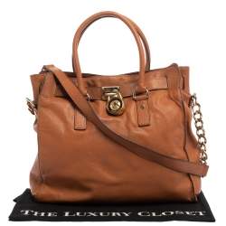 Pre Owned MICHAEL Michael Kors Brown Leather Large Hamilton North South Tote