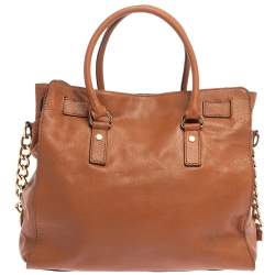 Pre Owned MICHAEL Michael Kors Brown Leather Large Hamilton North South Tote