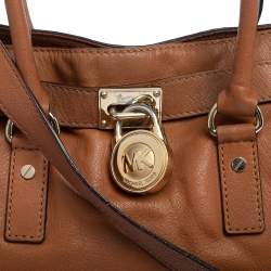 Pre Owned MICHAEL Michael Kors Brown Leather Large Hamilton North South Tote