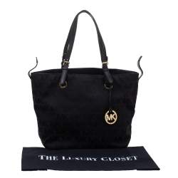 Pre Owned MICHAEL Michael Kors Black Signature Canvas Travel Tote