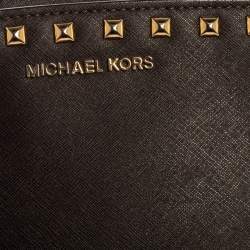 مملوكة مسبقًا Michael Kors Dark Brown Studded Leather Selma Crossbody Bag