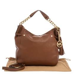Pre Owned MICHAEL Michael Kors Tan Leather Charm Tassel Hobo