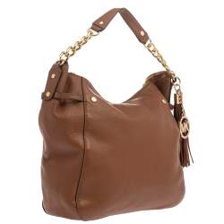 Pre Owned MICHAEL Michael Kors Tan Leather Charm Tassel Hobo