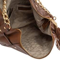 Pre Owned MICHAEL Michael Kors Tan Leather Charm Tassel Hobo