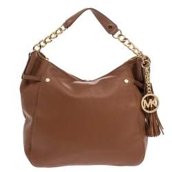 Pre Owned MICHAEL Michael Kors Tan Leather Charm Tassel Hobo
