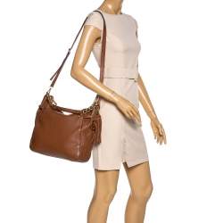 Pre Owned MICHAEL Michael Kors Tan Leather Charm Tassel Hobo