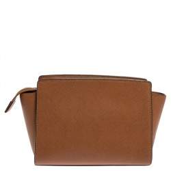 Pre Owned MICHAEL Michael Kors Brown Leather Medium Selma Crossbody Bag 