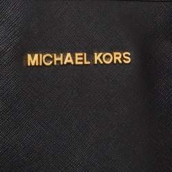Pre Owned Michael Michael Kors Black Leather Jet Set Tote 