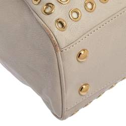 Pre Owned Michael Michael Kors Cream Leather Grayson Grommet Satchel