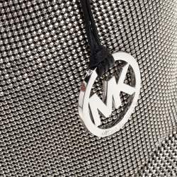 Pre Owned MICHAEL Michael Kors Black Mesh and Leather Frankie Drawstring Shoulder Bag